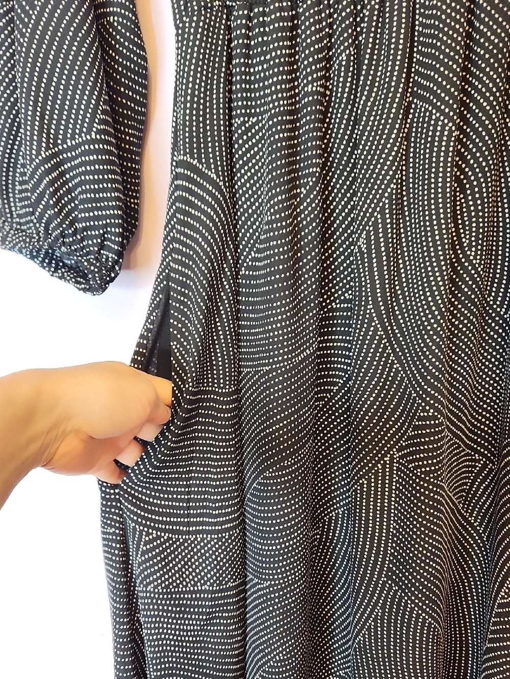 MADEWELL Geo Dot Print Balloon Sleeve Georgette Midi Dress, size S - Picture 7 of 16